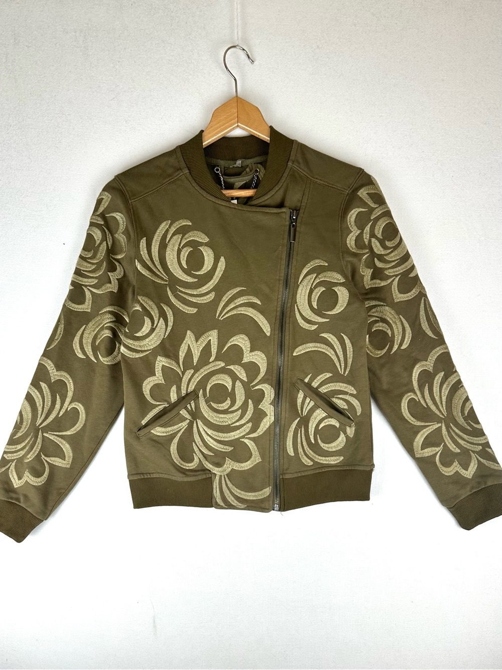 Paparazzi Tonal Embroidered Knit Moto Jacket NWT
